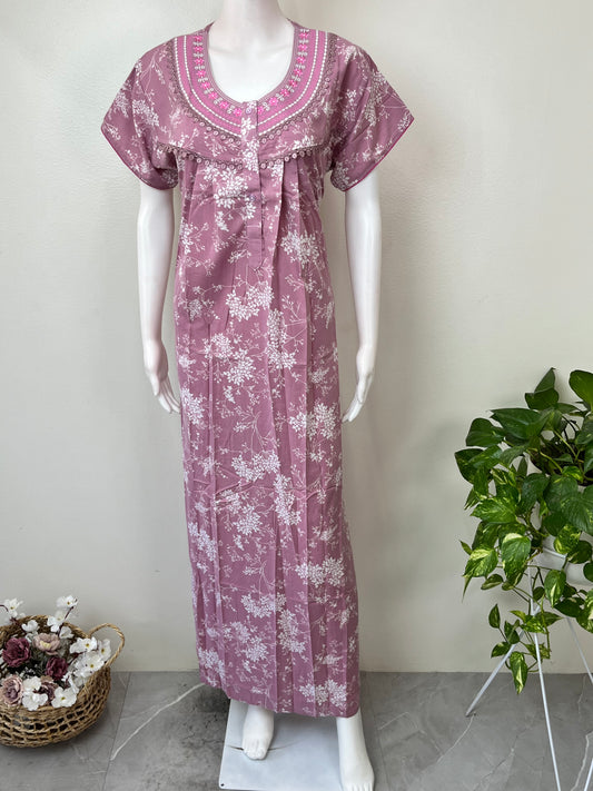 Pink Pleated Style Bizzylizzy Crush Fabric Nightgown