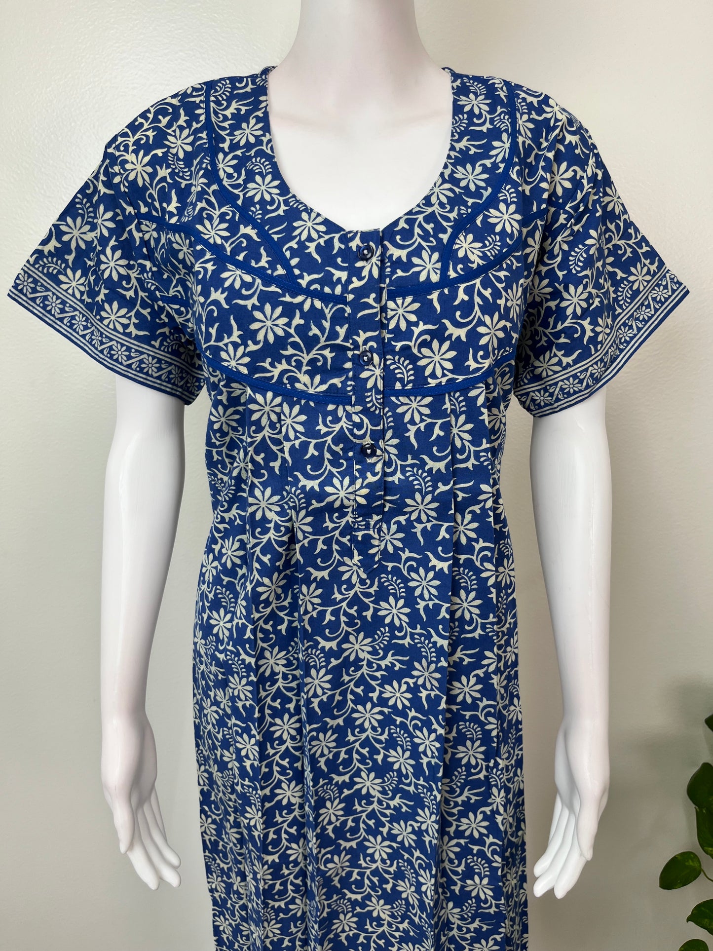 Royal Blue Pure Cotton Women's Nighty