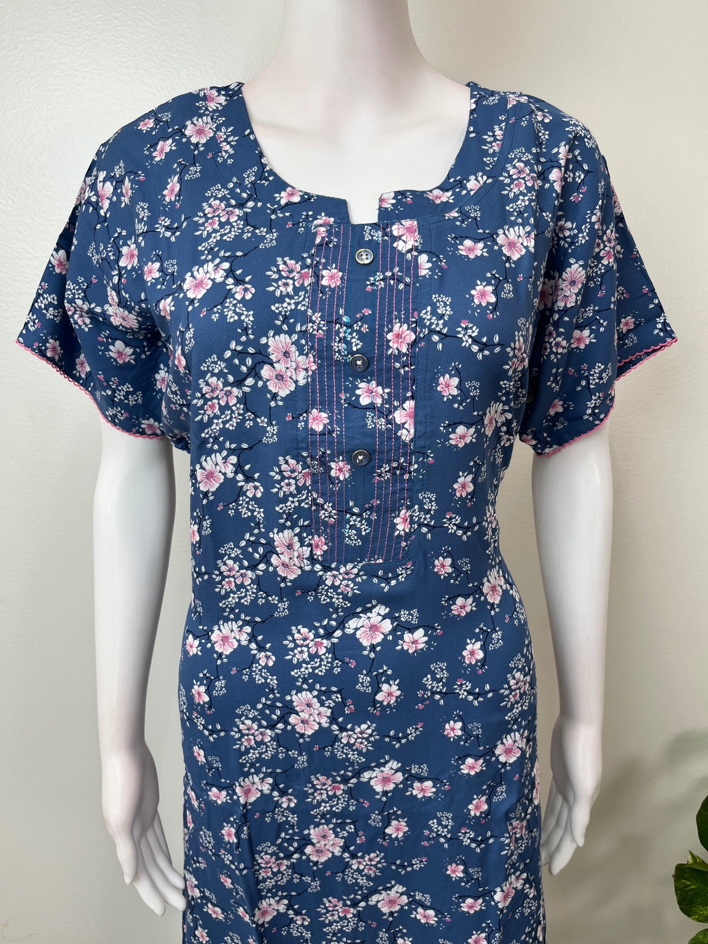 Blue Umbrella Style Rayon Fabric Nighty