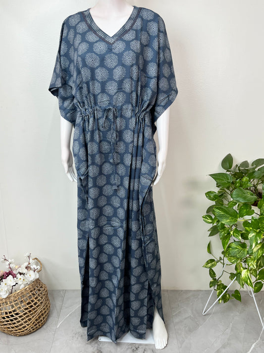 Blue Rayon Fabric Elegant Kaftan