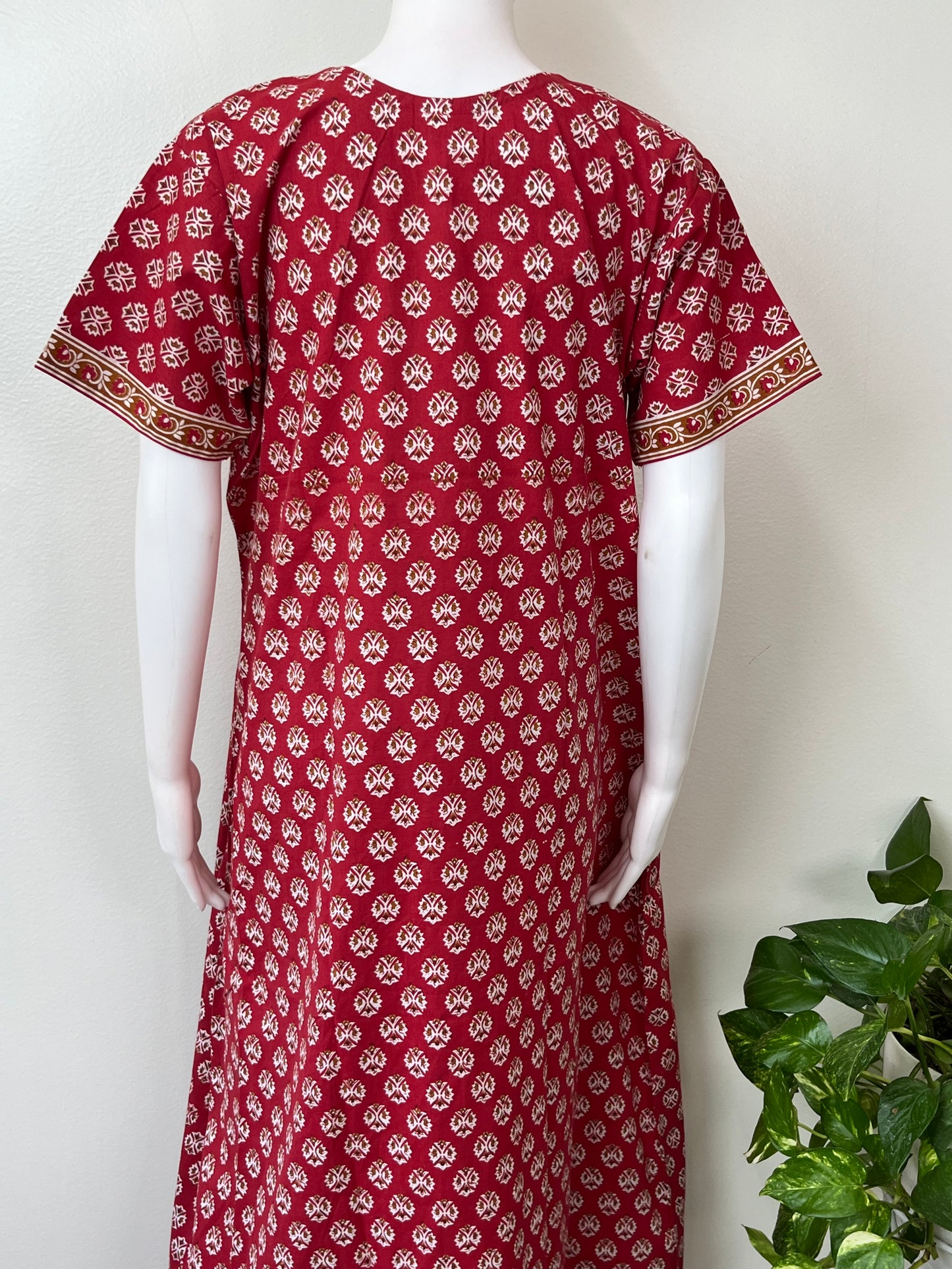 Red 100% Cotton Women’s Nightgown