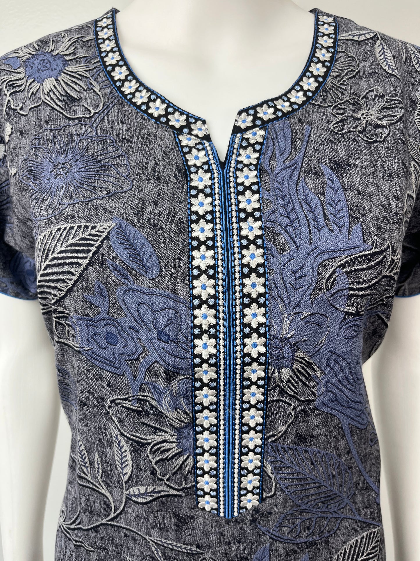 Navy Blue Print Soft & Breathable Alpine Nighty for Women