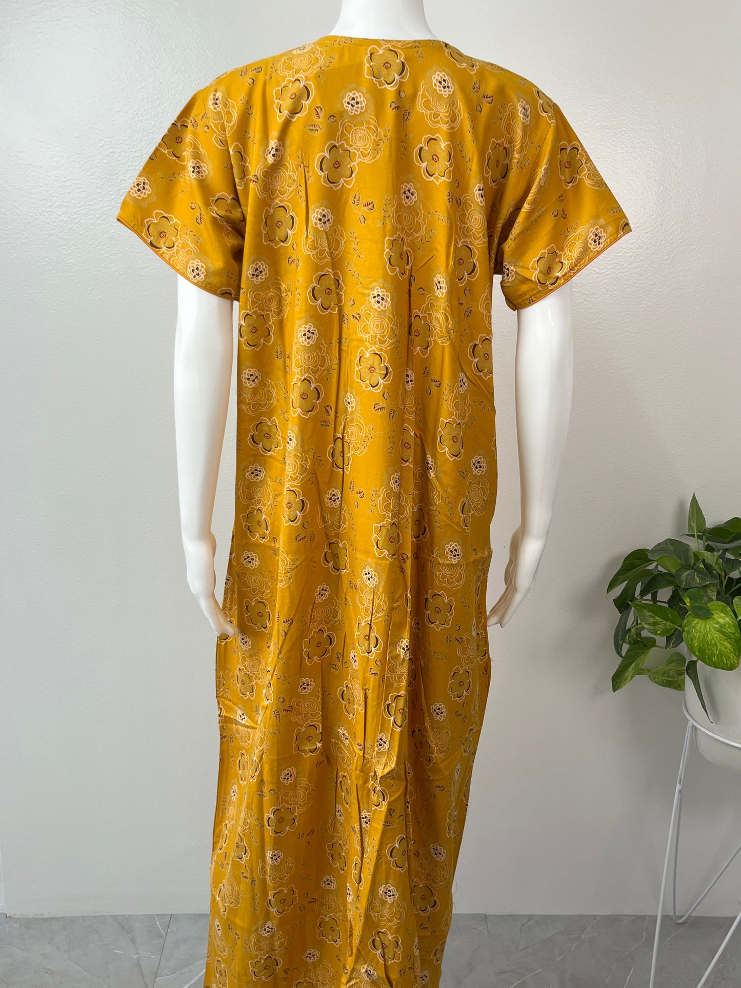 Mustard Printed Alpine Nightgown for Women