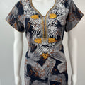 Black Printed Embroidery Soft & Breathable Alpine Nighty Perfect For All Seasons