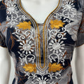 Black Printed Embroidery Soft & Breathable Alpine Nighty Perfect For All Seasons