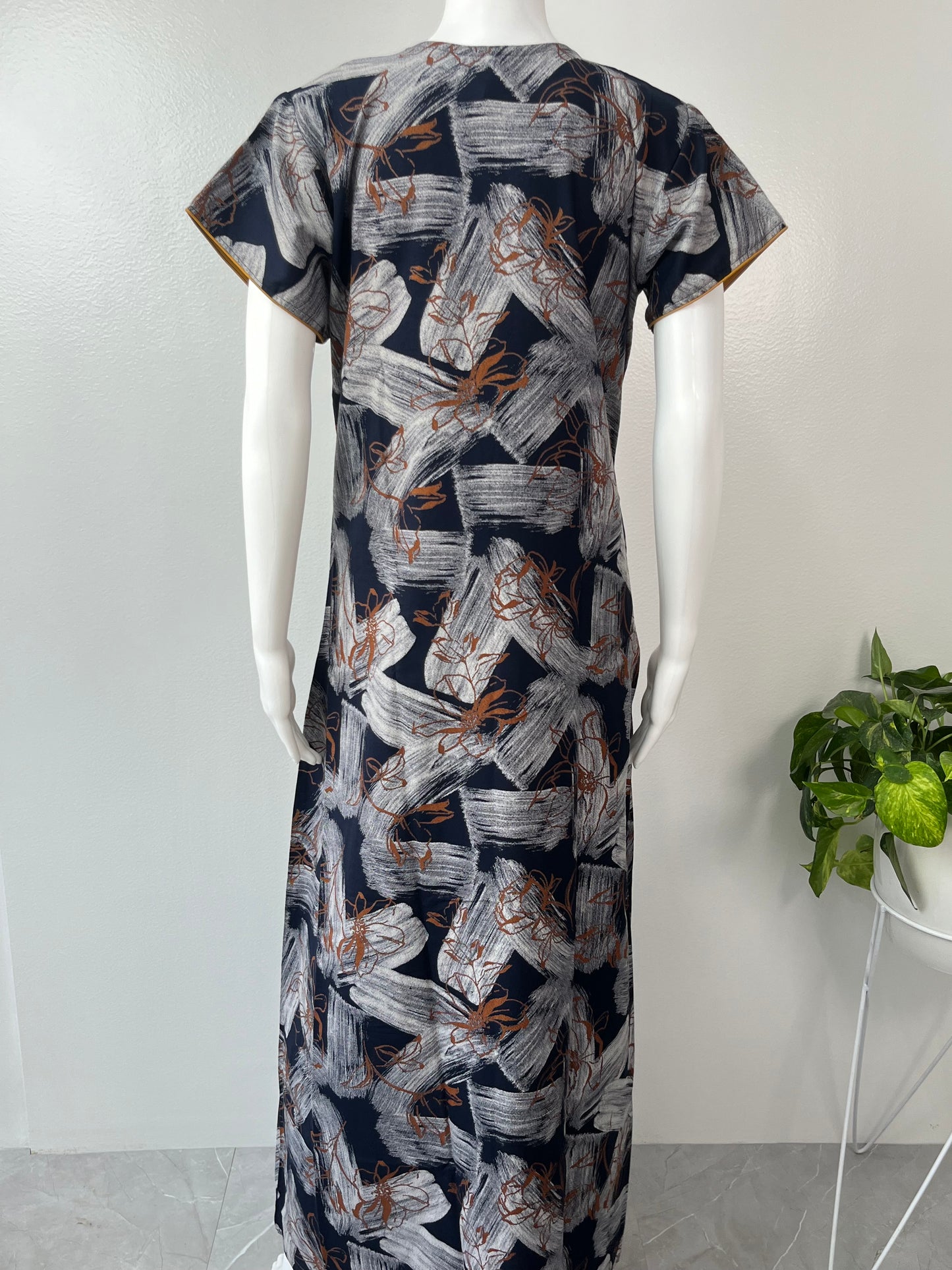 Black Printed Embroidery Soft & Breathable Alpine Nighty Perfect For All Seasons