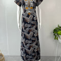 Black Printed Embroidery Soft & Breathable Alpine Nighty Perfect For All Seasons