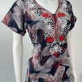 Red Embroidery Black Alpine Nightgown Elegant & Long-Lasting