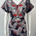 Red Embroidery Black Alpine Nightgown Elegant & Long-Lasting