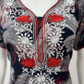 Red Embroidery Black Alpine Nightgown Elegant & Long-Lasting