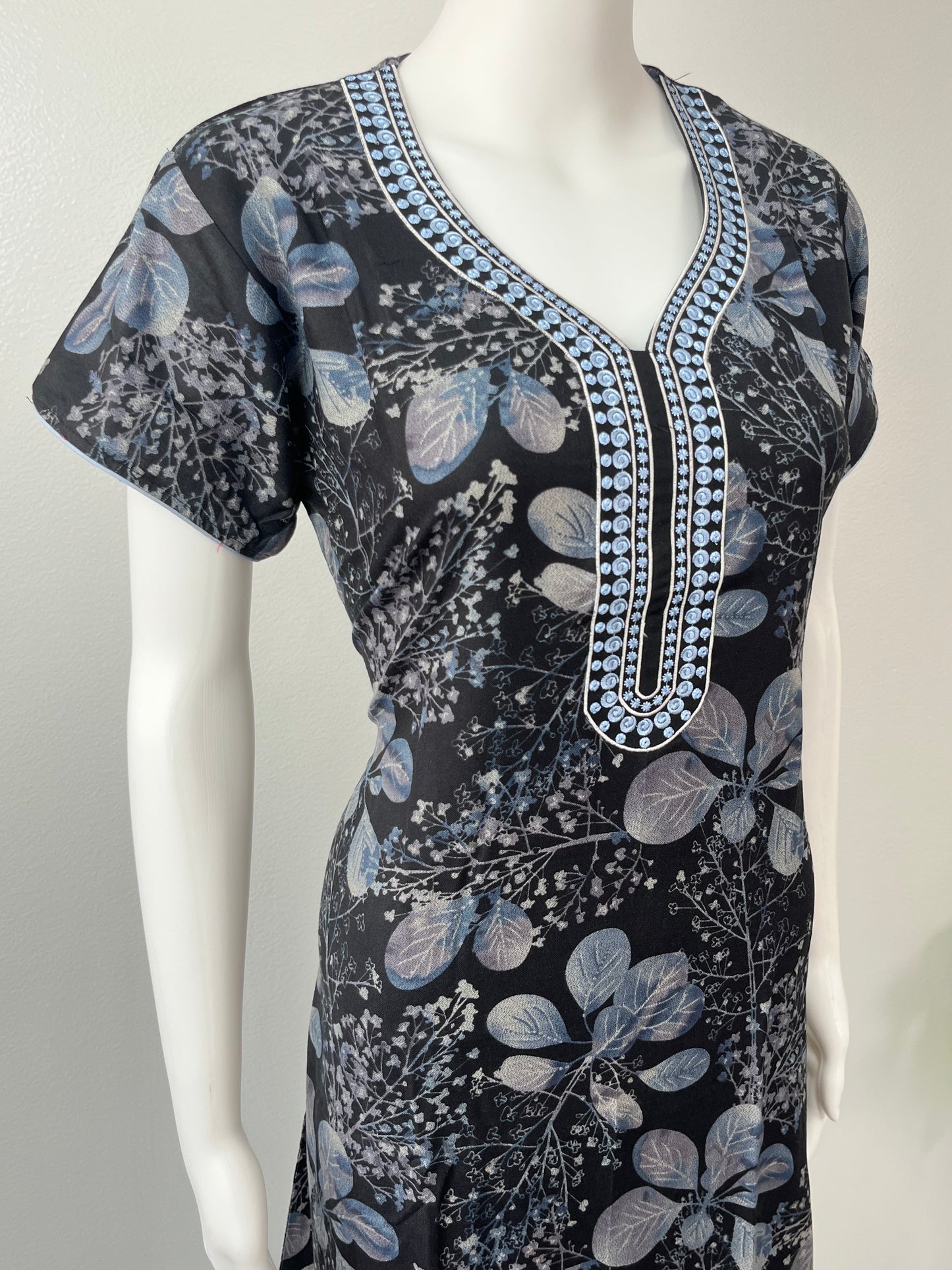Black Printed Alpine Nightgown for Women