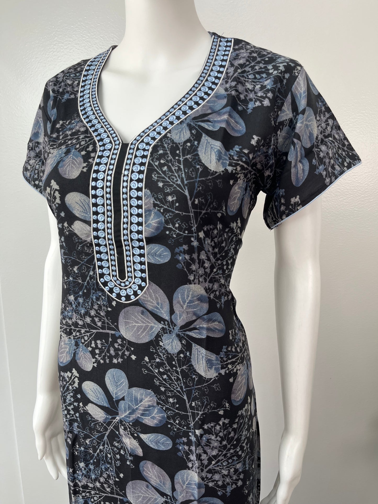 Black Printed Alpine Nightgown for Women