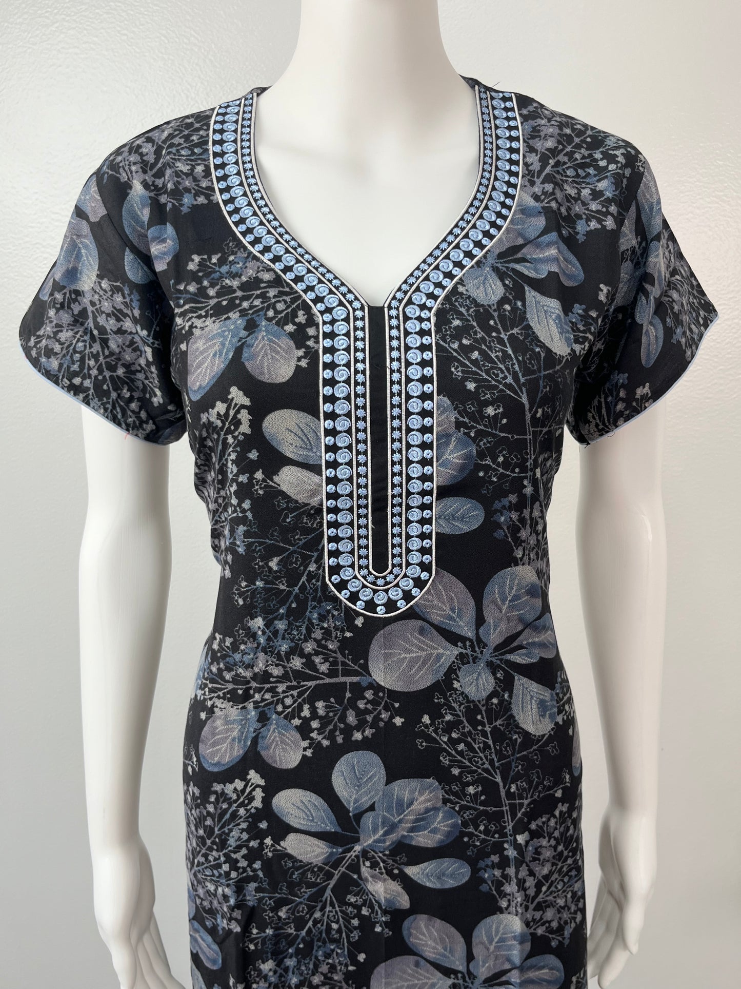 Black Printed Alpine Nightgown for Women
