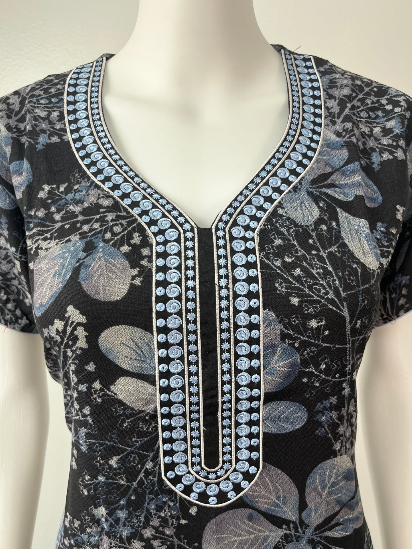 Black Printed Alpine Nightgown for Women