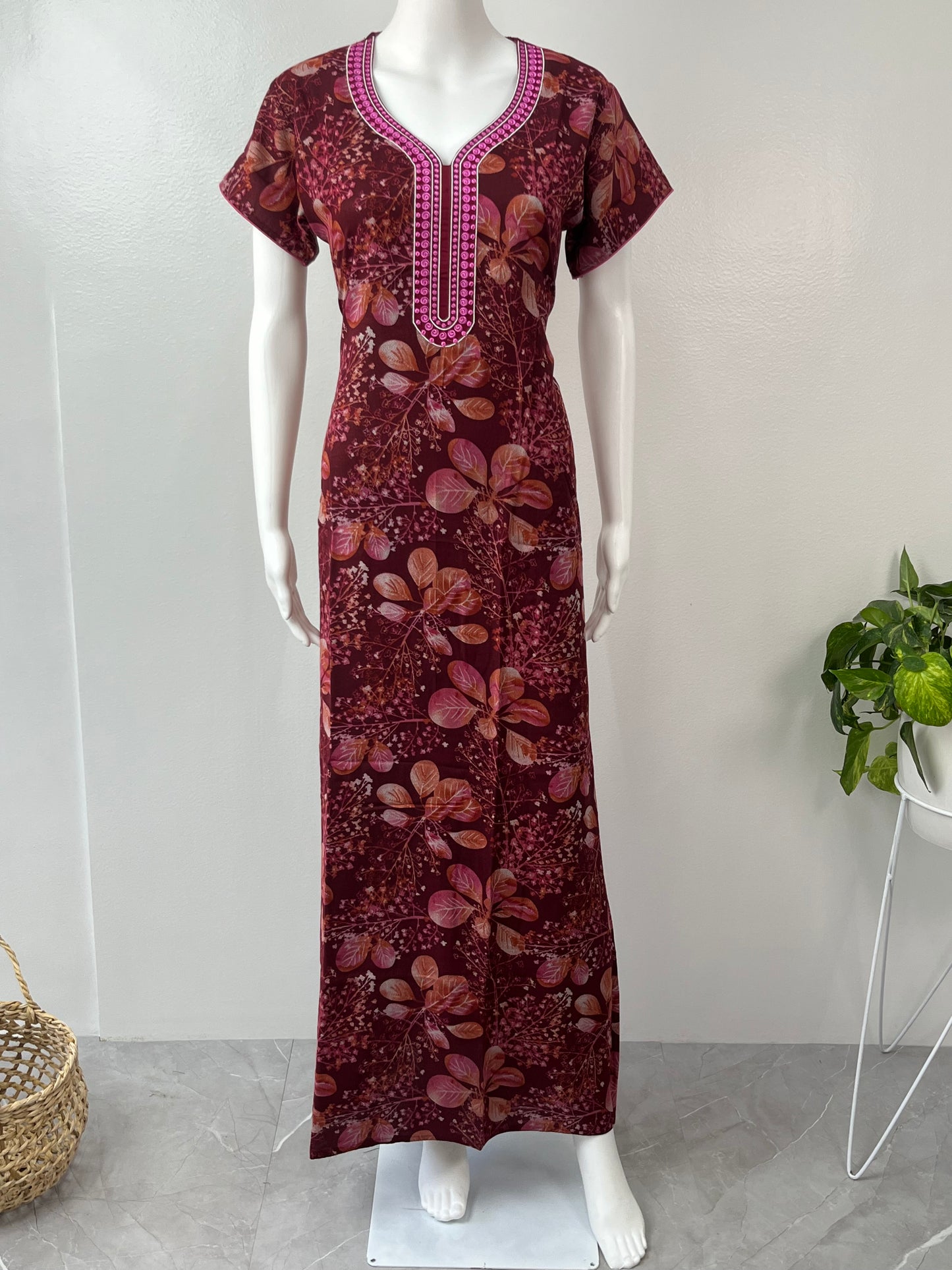 Red Printed Soft & Breathable Alpine Nighty Perfect for All Seasons