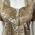 Camel Brown Printed Embroidery Alpine Nighty for Women