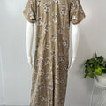 Camel Brown Printed Embroidery Alpine Nighty for Women