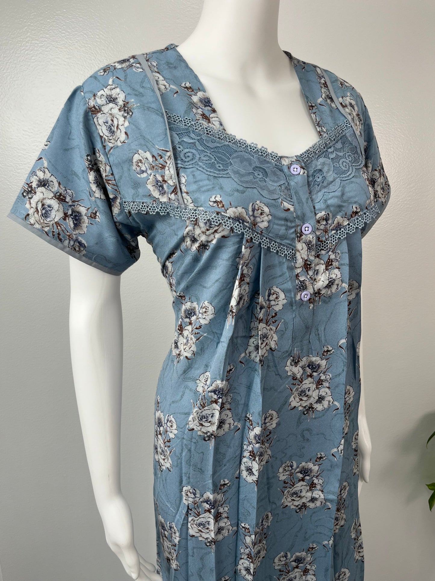 Blue Soft & Breathable Alpine Nightgown Perfect for All Seasons
