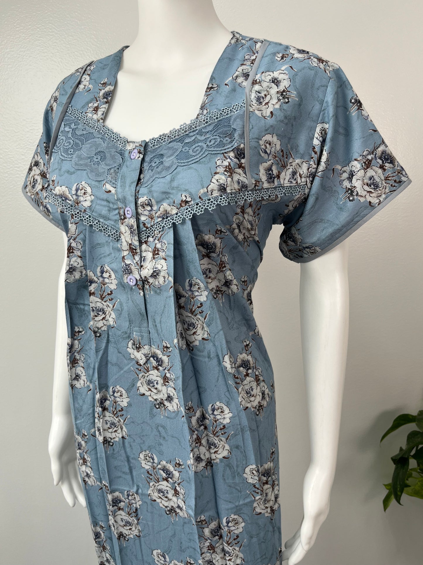 Blue Soft & Breathable Alpine Nightgown Perfect for All Seasons