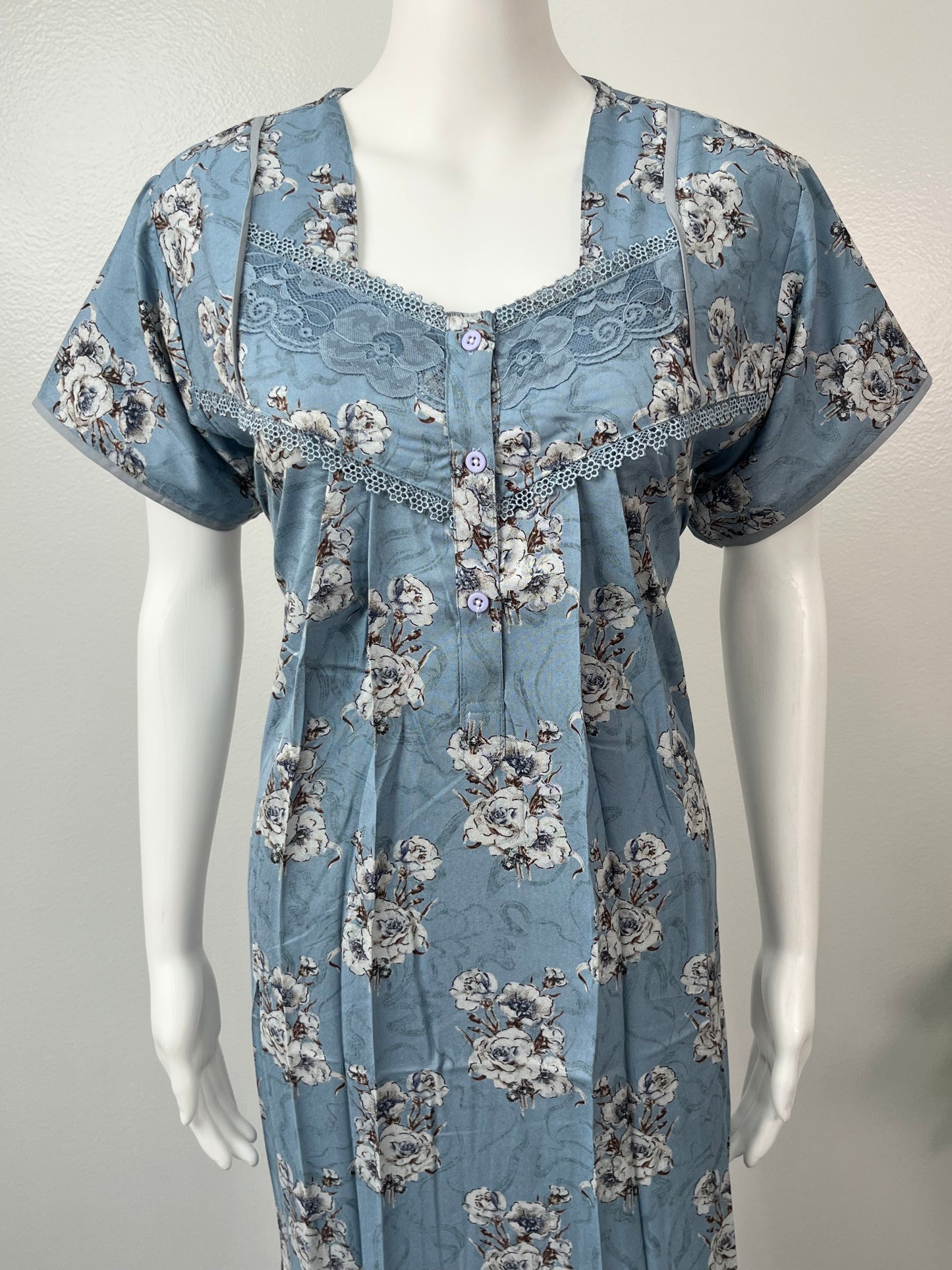 Blue Soft & Breathable Alpine Nightgown Perfect for All Seasons