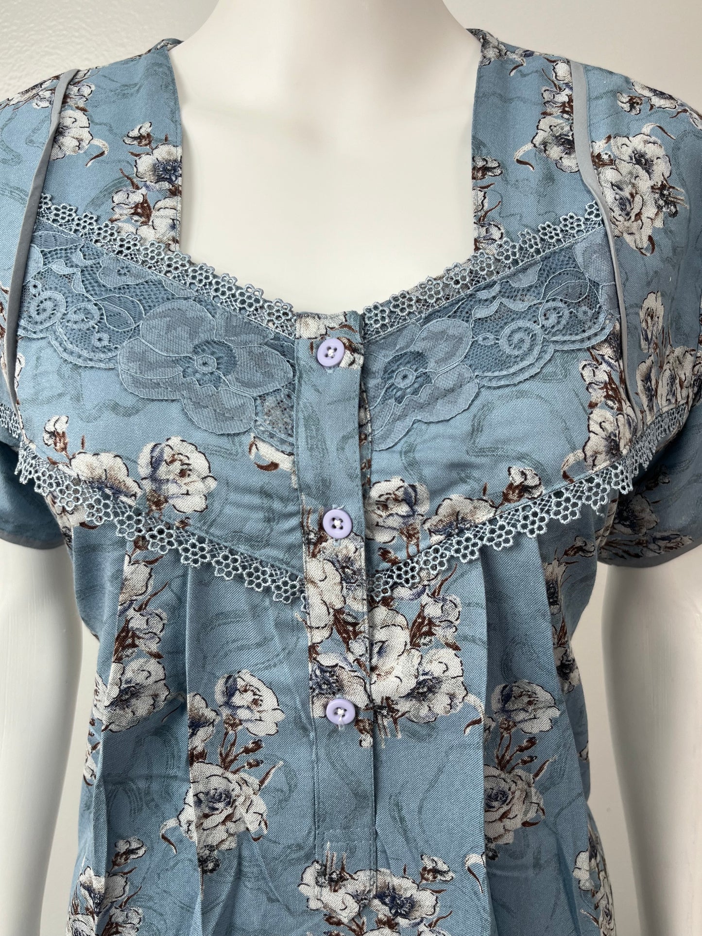 Blue Soft & Breathable Alpine Nightgown Perfect for All Seasons