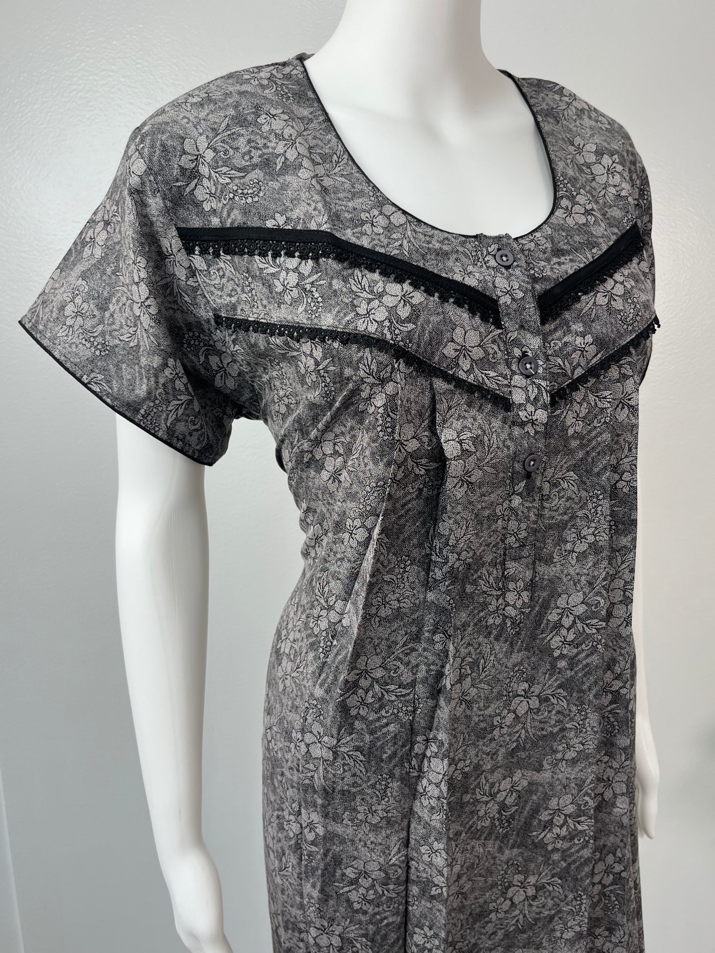 Black Printed Alpine Nightgown For Women Soft & Comfortable