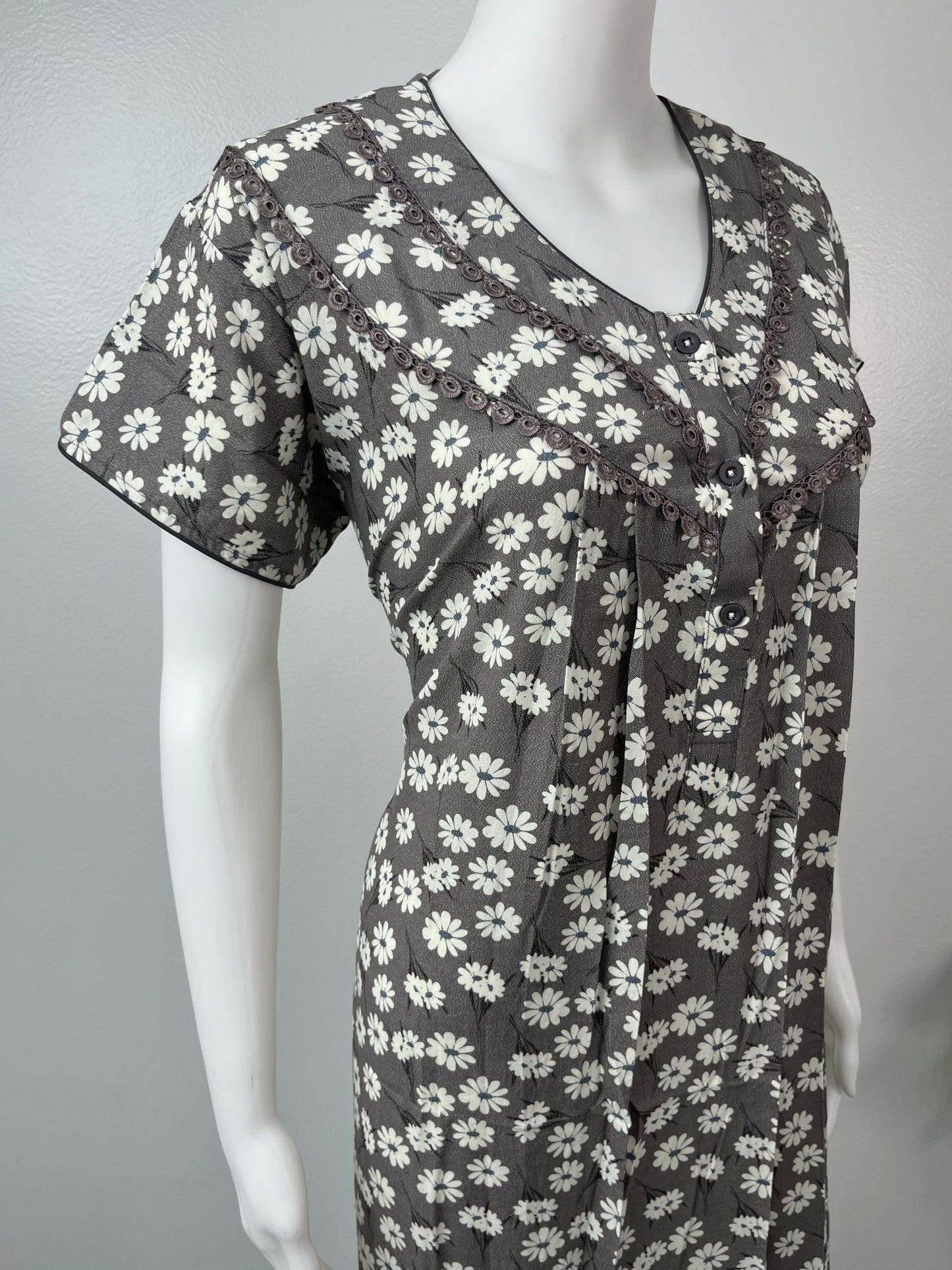 Grey Printed Alpine Fabric Nightgown Soft & Breathable