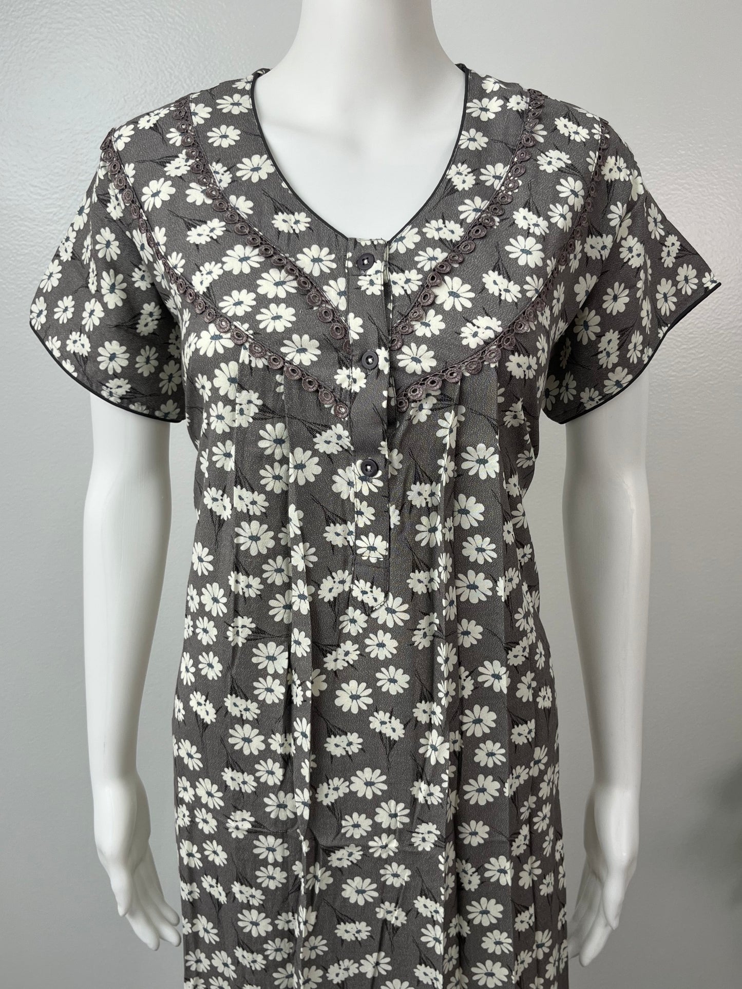 Grey Printed Alpine Fabric Nightgown Soft & Breathable