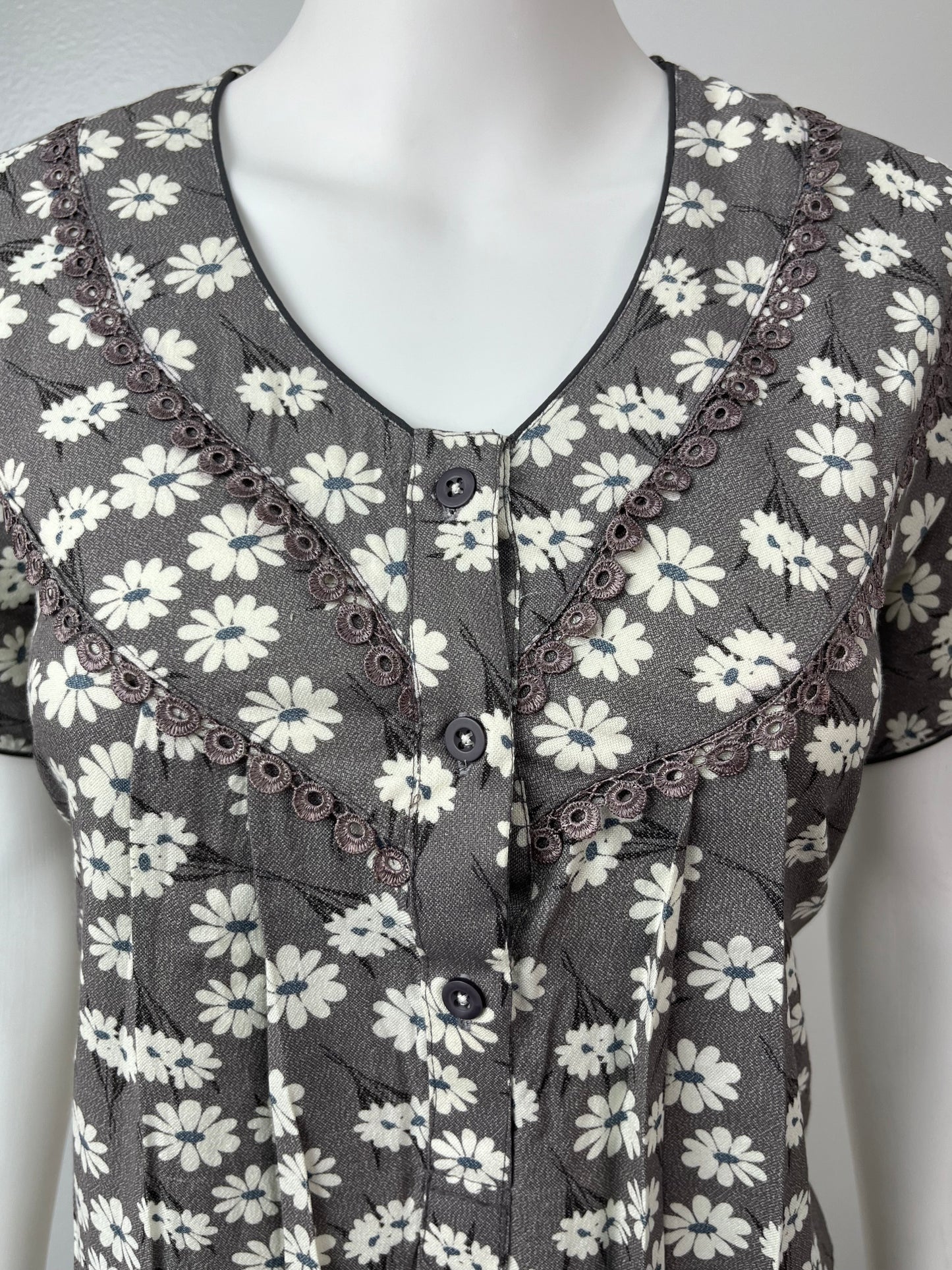 Grey Printed Alpine Fabric Nightgown Soft & Breathable