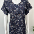 Navy Blue Laced Alpine Fabric Nightgown Soft & Breathable