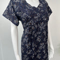 Navy Blue Laced Alpine Fabric Nightgown Soft & Breathable