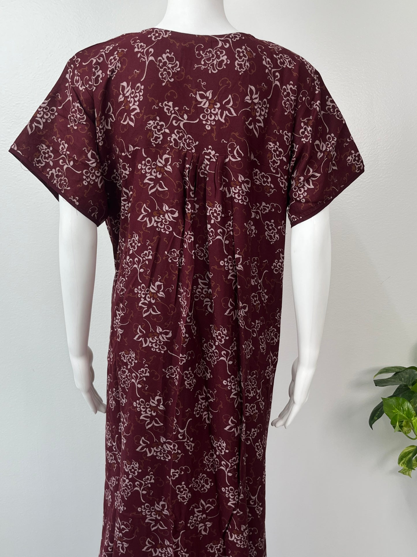 Maroon Pleated Alpine Nighty for Women