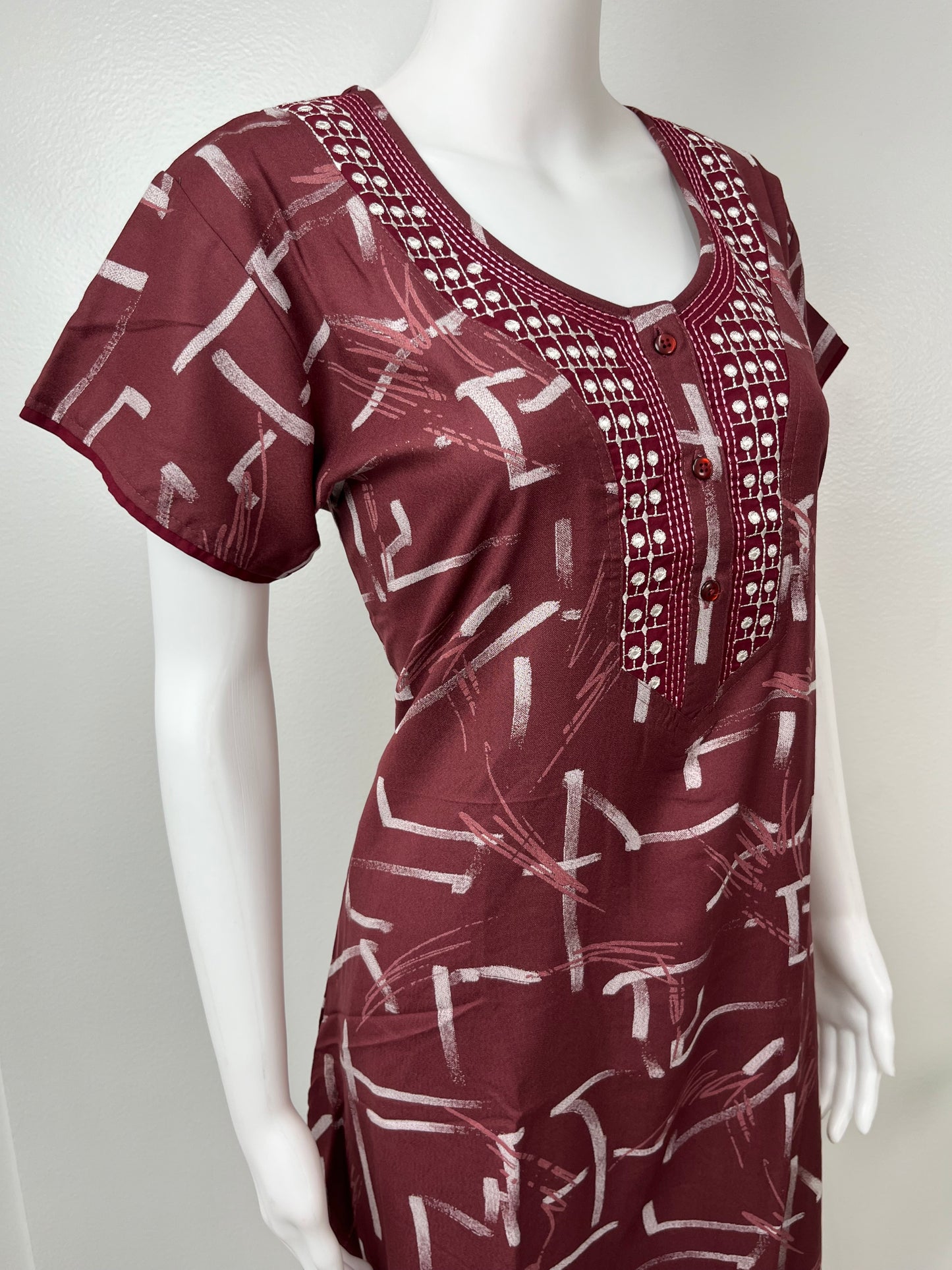 Maroon Printed Alpine Nighty for Women