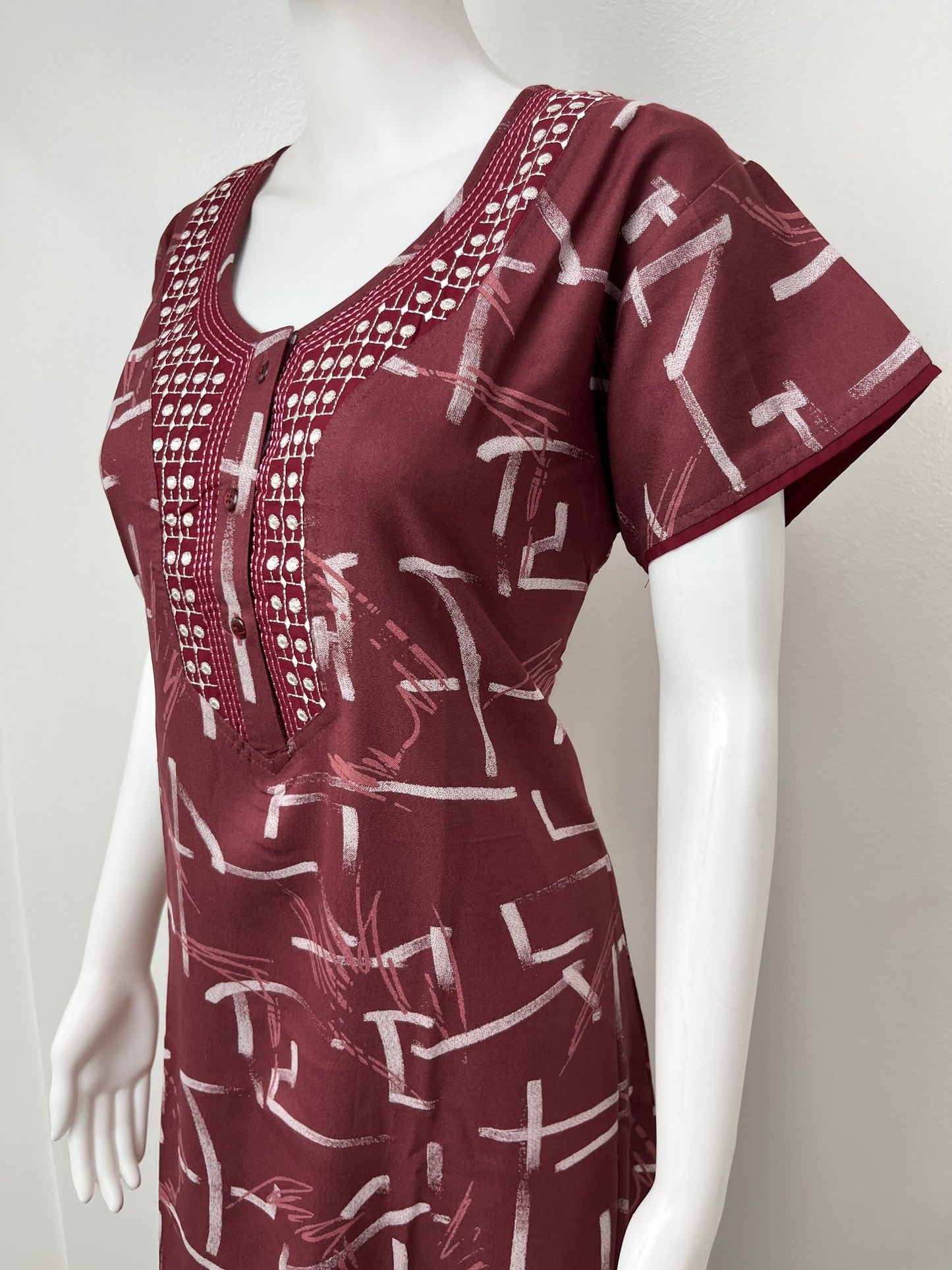 Maroon Printed Alpine Nighty for Women