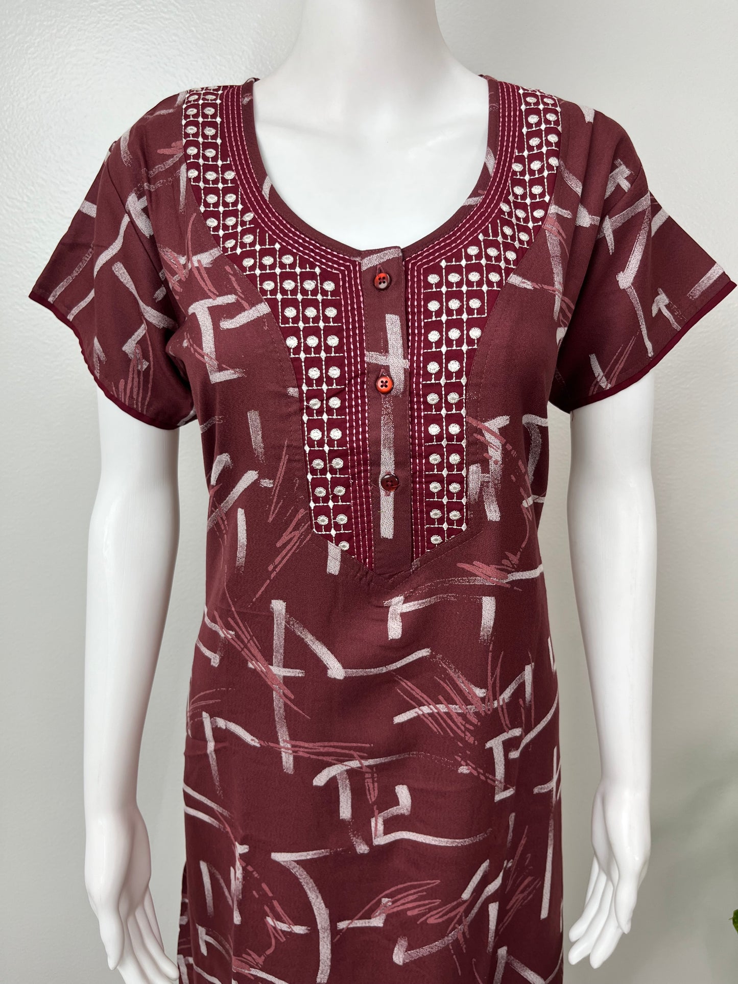 Maroon Printed Alpine Nighty for Women