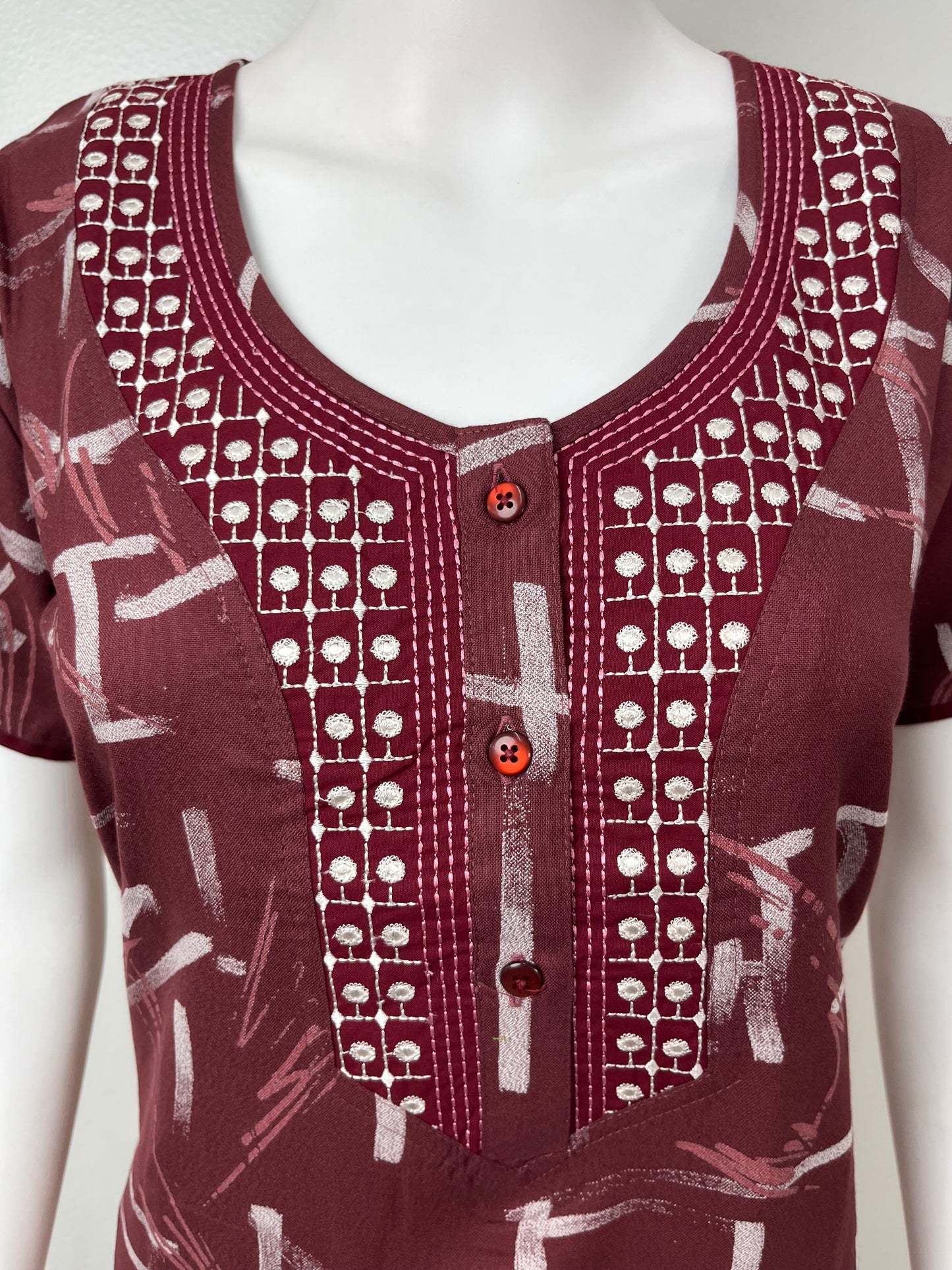 Maroon Printed Alpine Nighty for Women