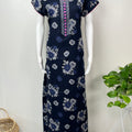 Navy Blue Printed Alpine Fabric Nightgown