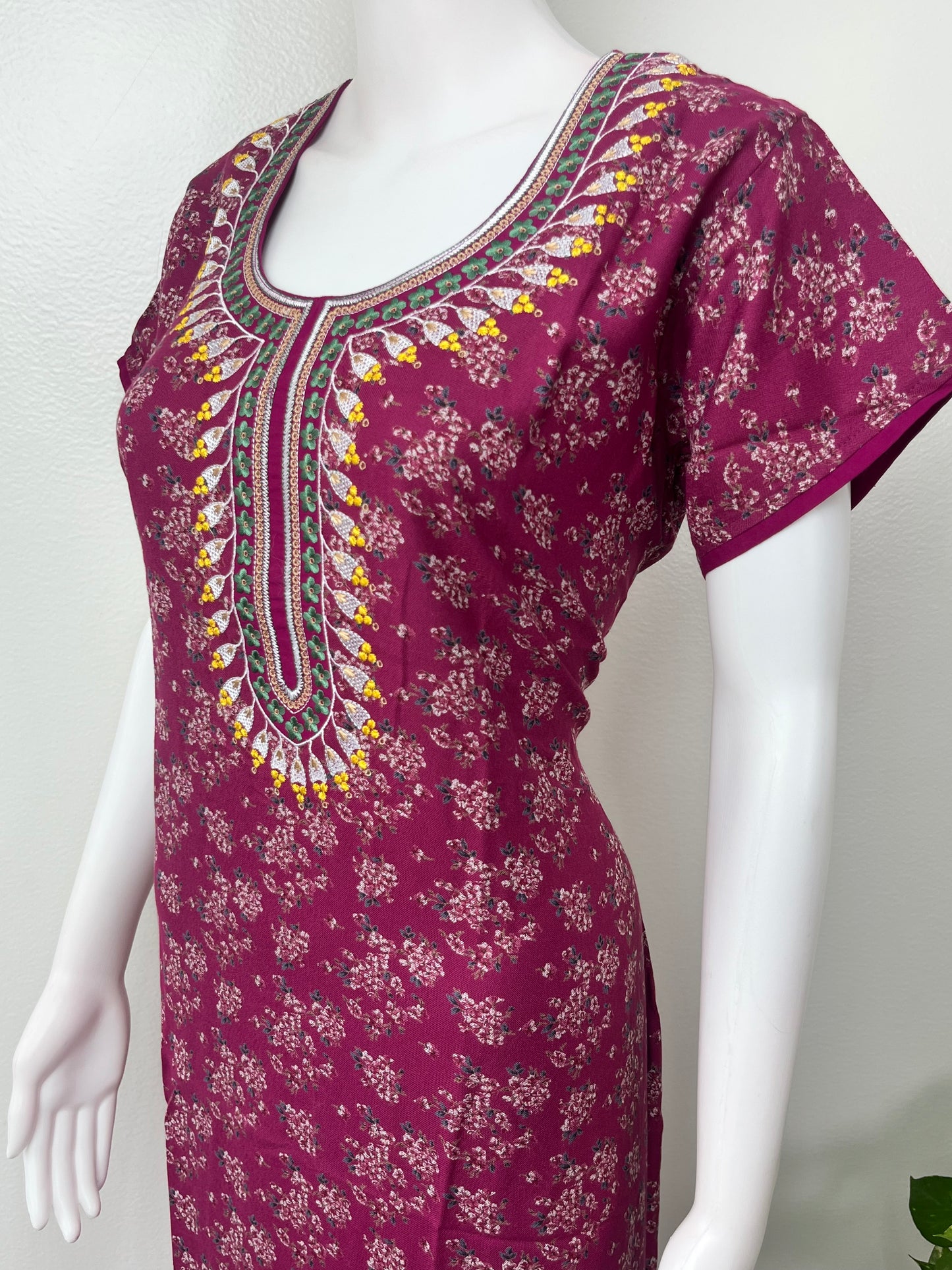 Maroon Elegant Comfort Alpine Fabric Nightgown