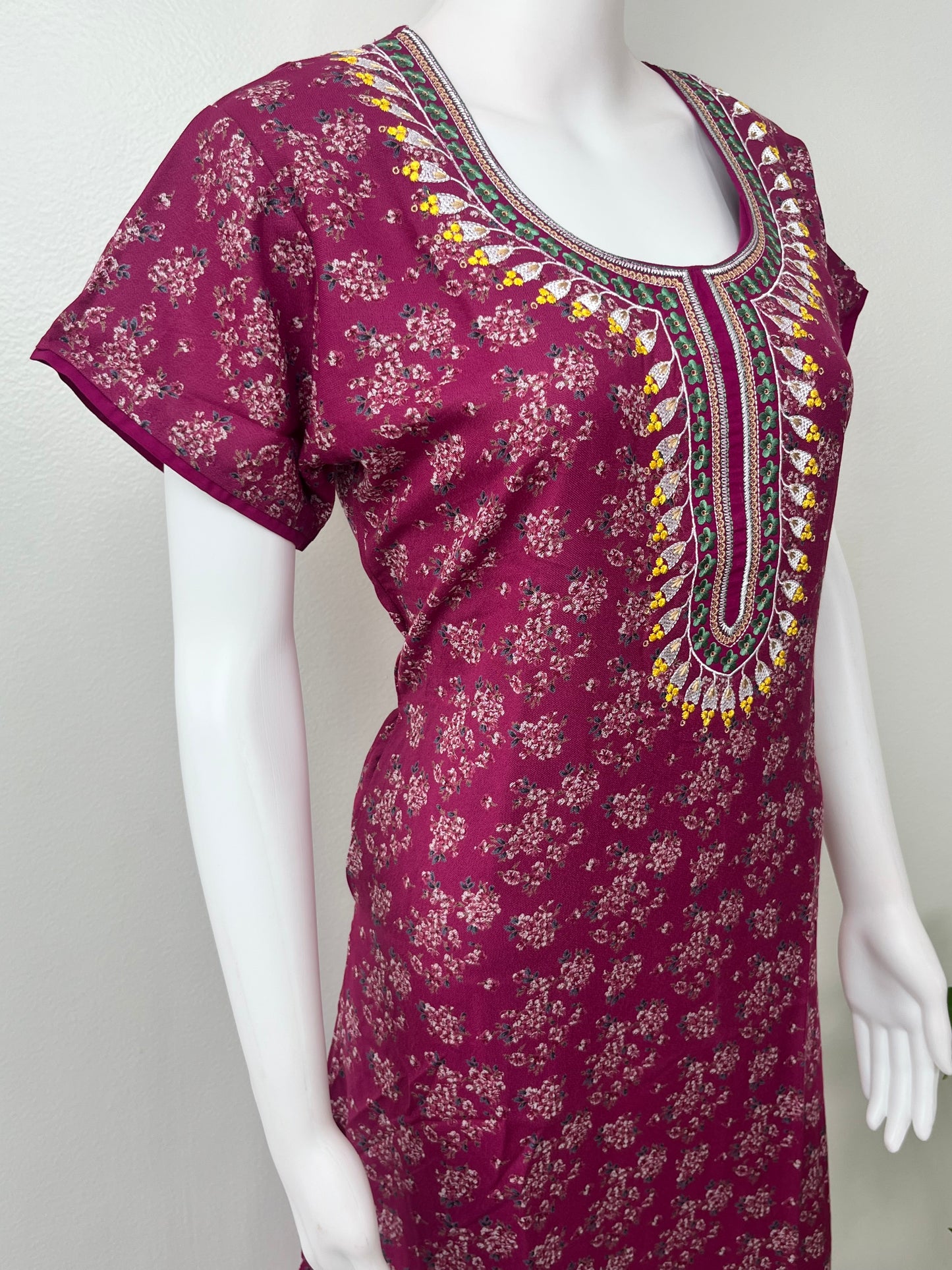Maroon Elegant Comfort Alpine Fabric Nightgown