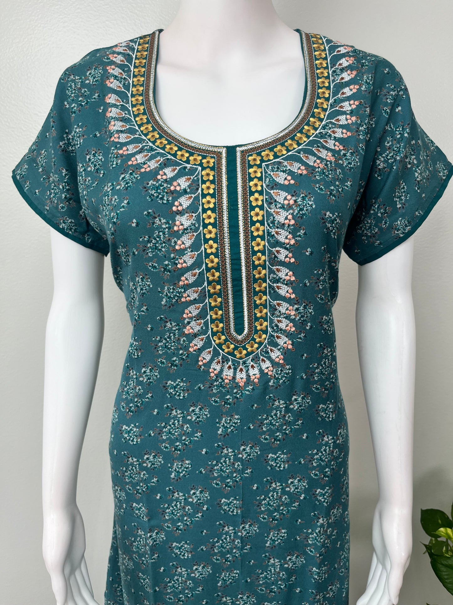Teal Classic Charm Alpine Fabric Nighty