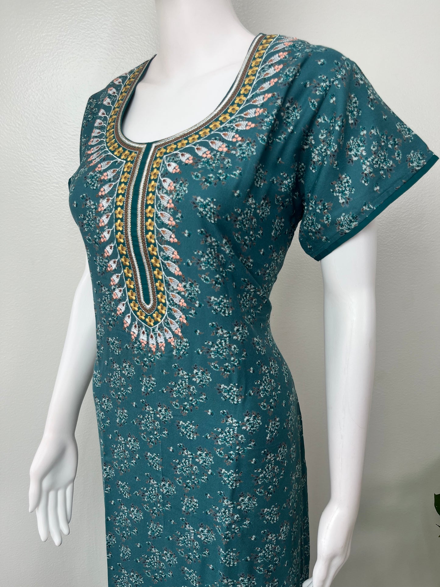 Teal Classic Charm Alpine Fabric Nighty