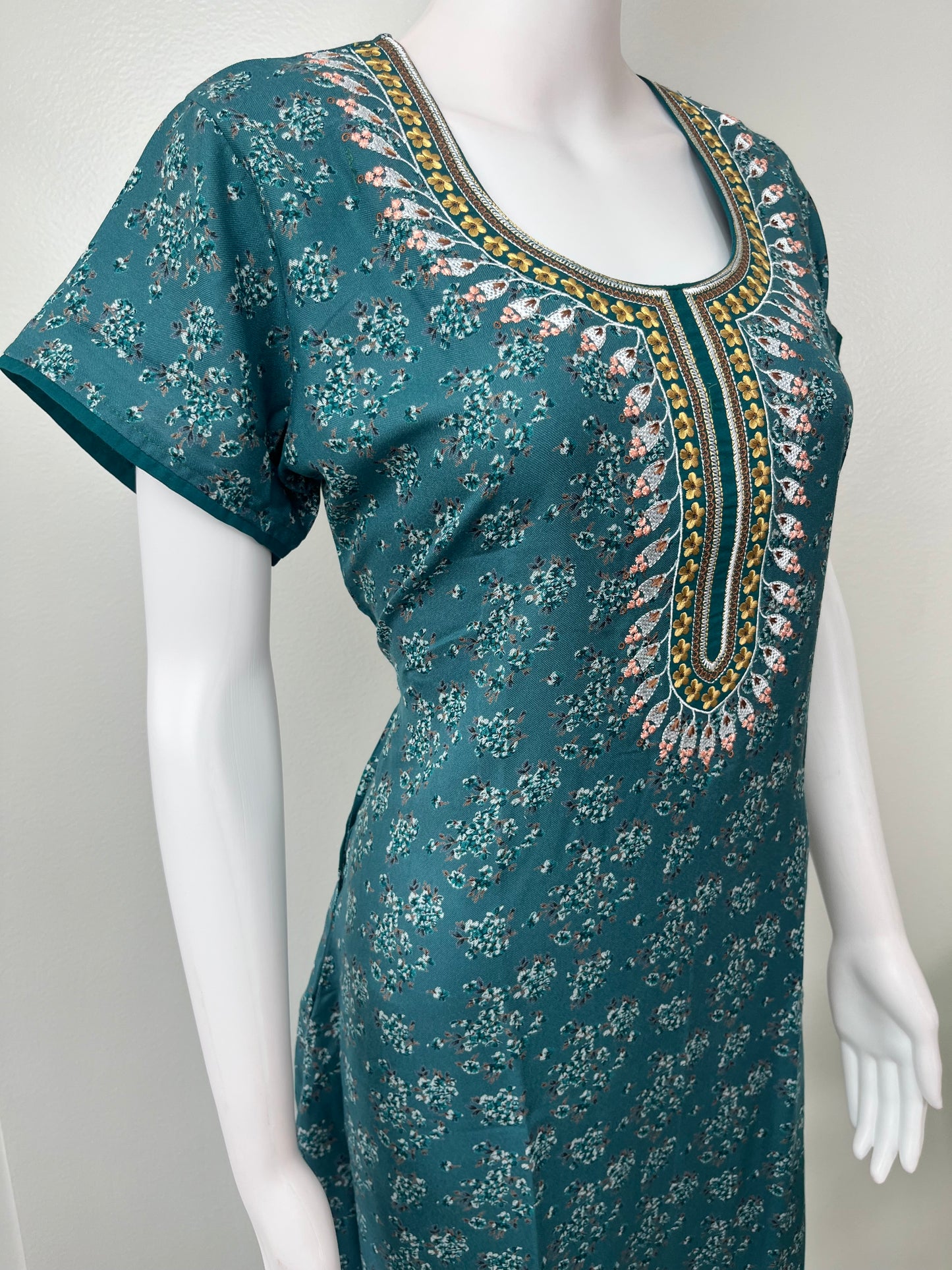 Teal Classic Charm Alpine Fabric Nighty