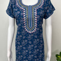 Navy Blue Alpine Fabric Embroidered Nightgown