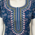 Navy Blue Alpine Fabric Embroidered Nightgown