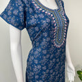 Navy Blue Alpine Fabric Embroidered Nightgown