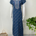Navy Blue Alpine Fabric Embroidered Nightgown