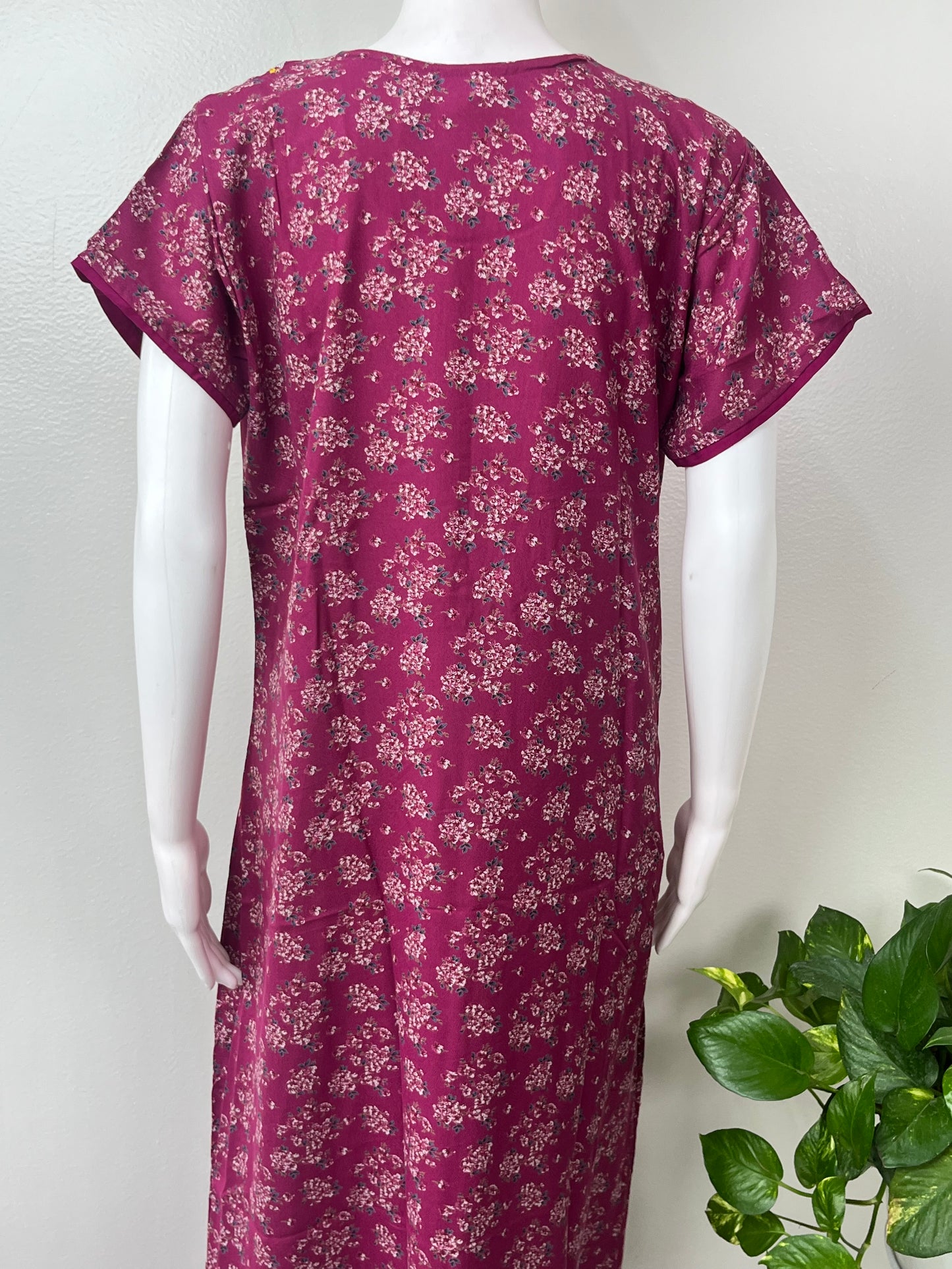Maroon Elegant Comfort Alpine Fabric Nightgown