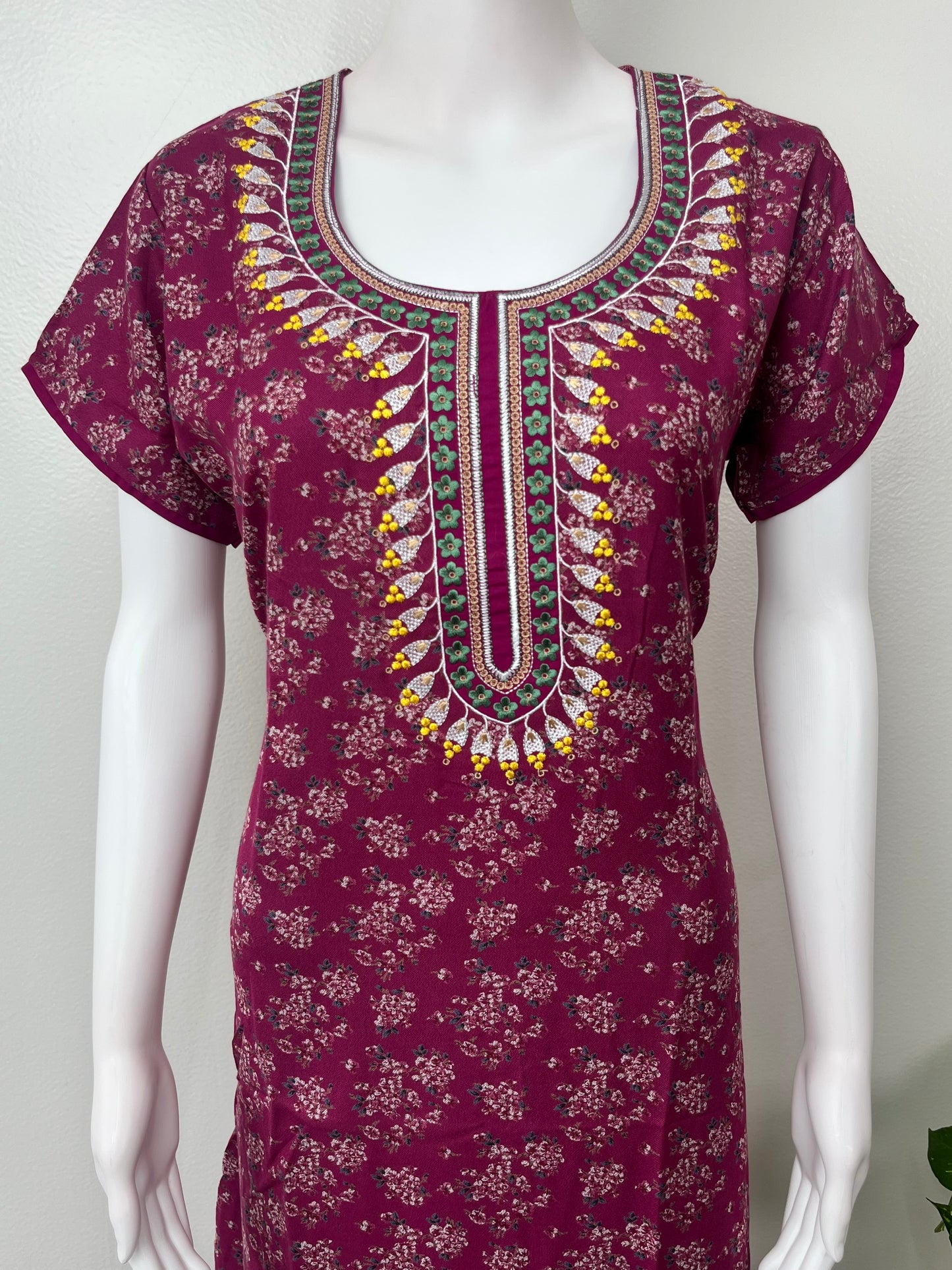 Maroon Elegant Comfort Alpine Fabric Nightgown