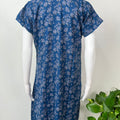 Navy Blue Alpine Fabric Embroidered Nightgown