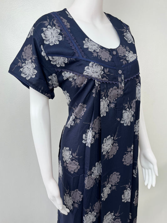 Navy Blue Premium Alpine Fabric Nightgown